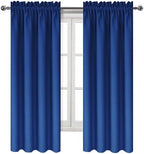 DWCN Blackout Curtains Room Darkening Thermal Insulated Bedroom Curtains Window Curtain Panels, 52 x 63 inches Long, Set of 2 Classic Blue Rod Pocket Drapes