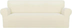 PureFit Super Stretch Sofa Slipcover – Spandex Non Slip Soft Couch Sofa Cover, Washable Furniture Protector with Non Skid Foam and Elastic Bottom for Kids, Pets （Sofa, Ivory）