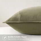 MIULEE Neutral Green Linen Pillow Covers Pack of 4 Decorative Natural Solid Throw Pillow Covers Accent Boho Farmhouse Couch Pillowcases Modern Spring Home Decor for Living Room Bed Sofa 20x20 Inch