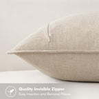 MIULEE Beige Linen Pillow Covers Pack of 4 Decorative Natural Solid Throw Pillow Covers Soft Accent Boho Farmhouse Couch Pillowcases Modern Spring Home Decors for Living Room Bed Sofa 18x18 Inch
