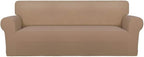 PureFit Super Stretch Sofa Slipcover – Spandex Non Slip Soft Couch Sofa Cover, Washable Furniture Protector with Non Skid Foam and Elastic Bottom for Kids, Pets （Oversized Sofa, Camel）