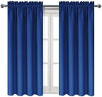 DWCN Blackout Curtains Room Darkening Thermal Insulated Bedroom Curtains Window Curtain Panels, 42 x 45 inches Long, Set of 2 Classic Blue Rod Pocket Drapes