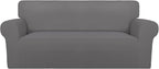 PureFit Super Stretch Sofa Slipcover – Spandex Non Slip Soft Couch Sofa Cover, Washable Furniture Protector with Non Skid Foam and Elastic Bottom for Kids, Pets (Oversized Loveseat, Light Gray)