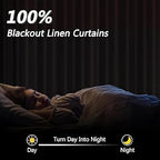 Guken Red 100% Blackout Linen Curtains 108 Inch Length 2 Panels Set for Living Room Bedroom Back Tab Thermal Insulated Black Out Drapes Room Darkening Farmhouse Window Curtains,52x108
