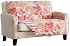 Great Bay Home Reversible Floral Patchwork Loveseat Furniture Protector - Machine Washable, Scalloped Edge, Stain Resistant, Printed Furniture Cover for Dogs, Kids, and Pets (Burgundy/Taupe)