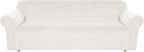 H.VERSAILTEX Stretch Velvet Sofa Covers Large Couch Covers Sofa Slipcovers Furniture Protector with Non Slip Elastic Bottom, Feature Thick Comfy Rich Velour (Extra Wide Sofa 98"-105", Porcelain White)