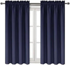 DWCN Navy Room Darkening Blackout Curtains - Thermal Insulated Privacy Energy Saving Window Curtain Drapes 38 x 45 inch Length, Set of 2 Bedroom Living Room Curtains