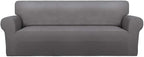 PureFit Super Stretch Sofa Slipcover – Spandex Non Slip Soft Couch Sofa Cover, Washable Furniture Protector with Non Skid Foam and Elastic Bottom for Kids, Pets （Oversized Sofa, Light Gray