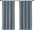 Simplebrand Ava Stone Blue Short Blackout Curtains for Bedroom 45 Inches Long 2 Panels Set, Solid Thermal Insulated, Energy Saving Window Treatment Curtains Blackout Drapes, W40 x L45 Inch, Stone Blue