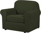 H.VERSAILTEX 2 Piece Couch Cover Stretch Stylish Chair Cover Furniture Cover/Protector Featuring Jacquard Textured Twill Fabric, High Spandex Slipcover Machine Washable (Chair, Olive)