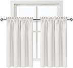 DWCN Short Ivory Blackout Curtains for Small Window, Thermal Insulated Energy Saving Room Darkening Curtains for Kitchen/Bedroom (W60 x L36 inch, Set of 2 Panels, Top of Rod Pocket)