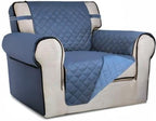 PureFit Reversible Quilted Sofa Cover, Water Resistant Slipcover Furniture Protector, Washable Couch Cover with Non Slip and Elastic Straps for Kids, Dogs, Pets (Chair, Dark Blue/Light Blue)