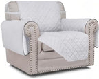 Easy-Going Chair Sofa Slipcover Reversible Sofa Cover Water Resistant Couch Cover Furniture Protector Cover with Elastic Straps for Pets Kids Children Dog Cat (Chair, White/White)