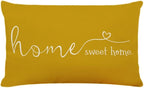 MFGNEH Home Sweet Home Quotes Farmhouse Pillow Covers 12x20 Inch, Decorative Throw Cushion Case, Housewarming Gift, Yellow