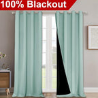 NICETOWN 100% Blackout Blinds, Set of 2, 46" x 102", Aqua Blue, Laundry Room Decor Window Treatment Curtains for Large Patio Sliding Door, Thermal Insulated Curtains for Bedroom