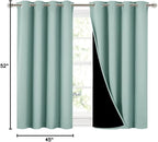 NICETOWN Aqua Blue 100% Blackout Curtains 45 inches Long, 2 Thick Layers Completely Blackout Window Treatment Thermal Insulated Lined Drapes for Small Window (1 Pair, 52 inches Width Each Panel)