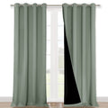 NICETOWN 100% Blackout Window Curtain Panels, Heat and Full Light Blocking Drapes with Black Liner for Nursery, 120" Drop Thermal Insulated Draperies (Greyish Green, 2 Pieces, 52" Wide Each Panel)