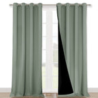 NICETOWN 100% Blackout Window Curtain Panels, Heat and Full Light Blocking Drapes with Black Liner for Nursery, 120" Drop Thermal Insulated Draperies (Greyish Green, 2 Pieces, 52" Wide Each Panel)