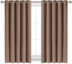 NICETOWN Blackout Window Curtains and Drapes for Kitchen, Window Treatment Thermal Insulated Solid Grommet Blackout Drapery Panels (Set of 2, 70 by 54 inches, Cappuccino)