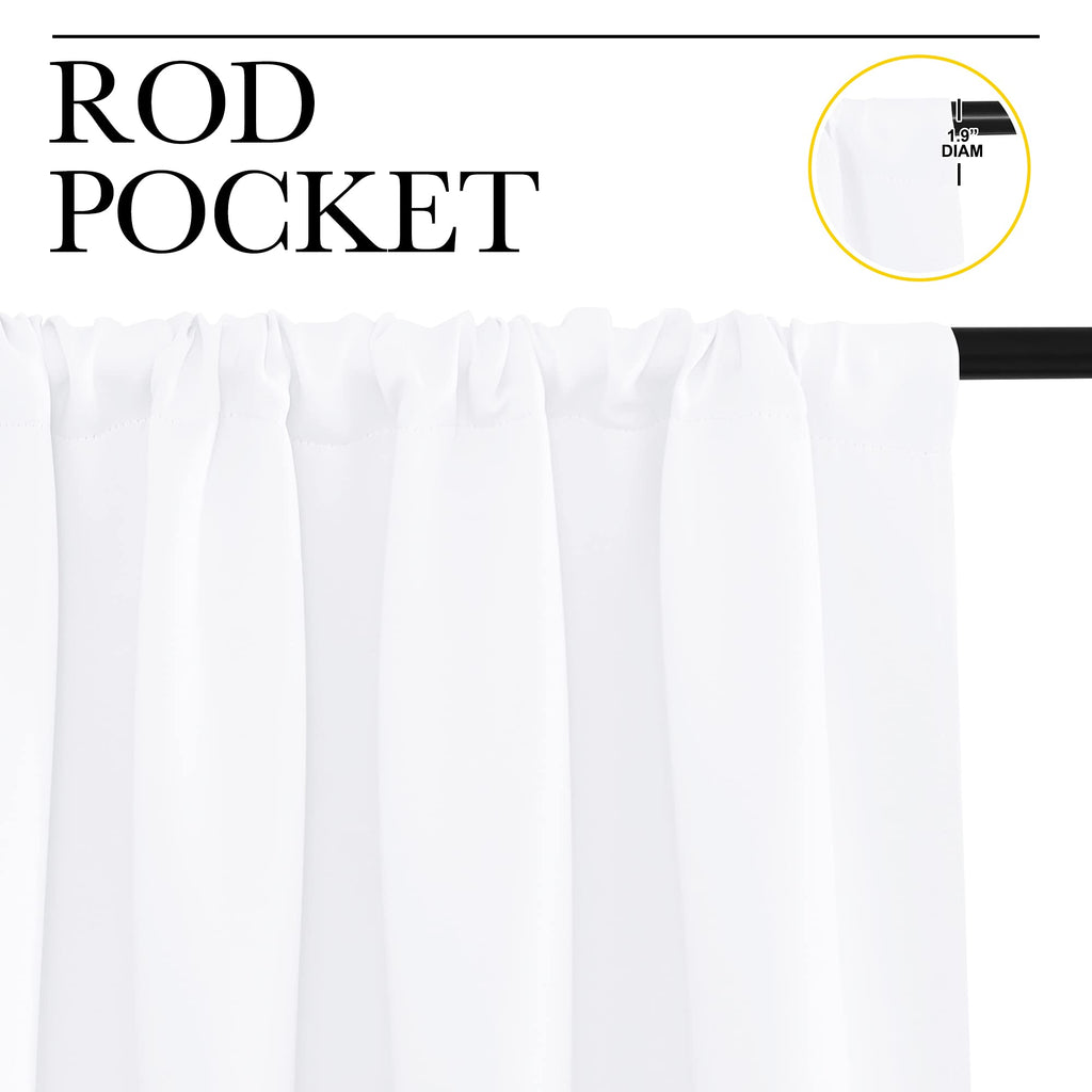 NICETOWN RV Curtains for Camper Windows, White Curtains for Kitchen Window, Home Decoration Light Filtering Curtains & Drapes for Small Window (29" Wide by 40inches Long, 1 Pair)