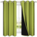 NICETOWN 100% Blackout Short Curtains with Black Liners, 2 Panels, 37" W by 40" L, Fresh Green, Solid Thermal Insulated Full Blackout 2-Layer Lined Drapes, Energy Efficiency Window Drapes for Bedroom