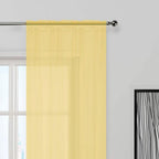 SpaceDresser Sheer Voile Window Treatment Rod Pocket Curtain Panels for Kitchen Bedroom Living Room Drapes Sunlight Filtering Privacy Semi Home Decor Assorted Colors Sizes (Yellow, 52 W x 72 L)