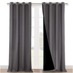 NICETOWN 100% Blackout Blinds, Set of 2, 52 inches x 102 inches, Laundry Room Decor Window Treatment Curtains for Large Patio Sliding Door, Thermal Insulated Grey Curtains for Bedroom