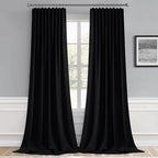 MIULEE Black Back Tab Blackout Curtains 52x94 Inch Long 2 Panels Set