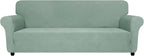 ZNSAYOTX Oversized Super Stretch Couch Cover (92"-115"), New Striped Sofa Covers Comfortable & Durable, Dog Cat Pets Friendly Extra Large Spandex Sofa Slipcovers (Pea Green, XL Sofa)