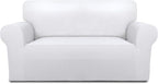 PureFit Super Stretch Sofa Slipcover – Spandex Non Slip Soft Couch Sofa Cover, Washable Furniture Protector with Non Skid Foam and Elastic Bottom for Kids, Pets （Loveseat, White