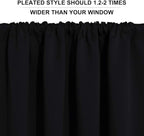 RYB HOME Short Blackout Curtains for Small Window, Sunmmer Heat Light Blocking Privacy Protection Curtains for Sunroom Laundry Room Stair Window, Width 52 by Length 36, Black, Set of 2