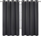 LEMOMO Dark Grey Blackout Curtains 52 x 63 Inch Length/Set of 2 Curtain Panels/Thermal Insulated Room Darkening Curtains for Bedroom and Living Room