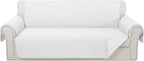 Luxshare Home Reversible 4 Seater Sofa Cover 91 Inch Large Couch Cover Furniture Protector(Sofa XX-Large,White/White