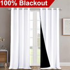 NICETOWN Full Shading Curtains 90 inches Long 2 Panels Set for Windows, Super Heavy-Duty Black Lined Blackout Curtains for Bedroom, Privacy Assured Window Treatment (White, Pack of 2, 52 inches W)