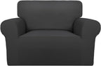 PureFit Super Stretch Sofa Slipcover – Spandex Non Slip Soft Couch Sofa Cover, Washable Furniture Protector with Non Skid Foam and Elastic Bottom for Kids, Pets (Oversized, Dark Gray)