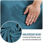 H.VERSAILTEX Real Velvet Plush 3 Piece Stretch Sofa Covers Couch Covers for 2 Cushion Couch Sofa Slipcovers Width Up to 90 Inch Feature Thick Soft Stay in Place (Large Sofa, Peacock Blue)