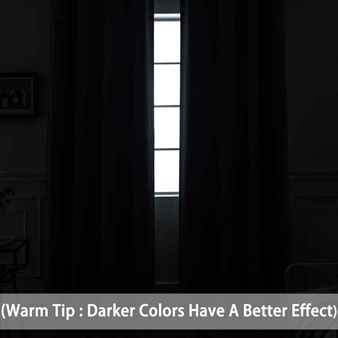 Yakamok Blackout Curtains for Bedroom, Thermal Insulated Blackout Window Curtains with Grommet Top for Living Room- Burgundy Red- 38W x 63L -2 Panels