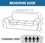 H.VERSAILTEX 4 Piece Stretch Sofa Covers for 3 Cushion Couch Covers for Living Room Furniture Slipcovers (Base Cover Plus 3 Seat Cushion Covers) Thicker Jacquard Fabric (Large Sofa, Black)