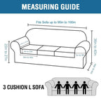 H.VERSAILTEX 4 Piece Stretch Sofa Covers for 3 Cushion Couch Covers for Living Room Furniture Slipcovers (Base Cover Plus 3 Seat Cushion Covers) Thicker Jacquard Fabric (Large Sofa, Grey)