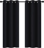 Yakamok 72 Inch Long Blackout Curtains for Bedroom, Thermal Insulated Room Darkening Black Curtains, Light Blocking Blackout Drapes for Living Room- 2 Panels, 42 Inch Width