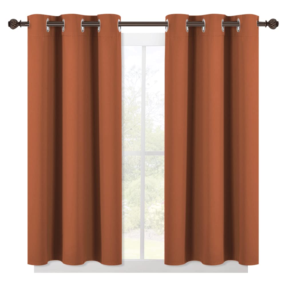 NICETOWN Burnt Orange Modern Blackout Curtains for Small Window, Thermal Insulated and Privacy Room Darkening Drape Panels for Boy's Guest Room Door Short Window (2 Panels, W42 x L45 -Inch)