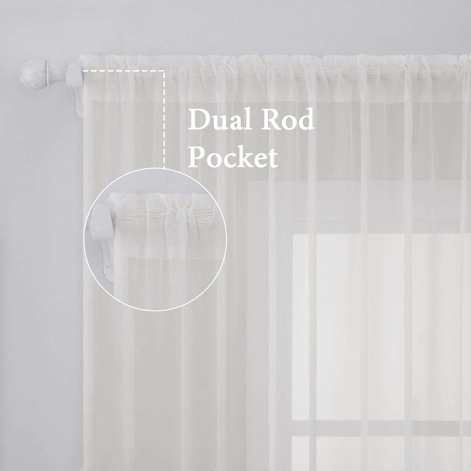 MIULEE 2 Panels Sheer Curtains for Living Room 54 X 102 Inches Ivory