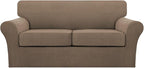 Turquoize 3 Piece Sofa Covers for 2 Cushion Couch Sofa Slipcover Soft Couch Cover for Dogs-Washable Sofa Furniture Cover with 2 Individual Cushion Covers, Feature Fabric (2 Cushion Sofa, Macchiato)