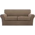 Turquoize 3 Piece Sofa Covers for 2 Cushion Couch Sofa Slipcover Soft Couch Cover for Dogs-Washable Sofa Furniture Cover with 2 Individual Cushion Covers, Feature Fabric (2 Cushion Sofa, Macchiato)