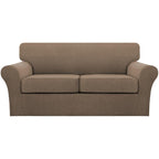 Turquoize 3 Piece Sofa Covers for 2 Cushion Couch Sofa Slipcover Soft Couch Cover for Dogs-Washable Sofa Furniture Cover with 2 Individual Cushion Covers, Feature Fabric (2 Cushion Sofa, Macchiato)