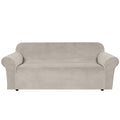 H.VERSAILTEX Stretch Velvet Sofa Covers for 3 Cushion Couch Covers Furniture Protector Soft with Non Slip Elastic Bottom, Crafted from Thick Comfy Rich Velour (Sofa 72"-90", French Oak)