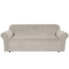H.VERSAILTEX Stretch Velvet Sofa Covers for 3 Cushion Couch Covers Furniture Protector Soft with Non Slip Elastic Bottom, Crafted from Thick Comfy Rich Velour (Sofa 72"-90", French Oak)