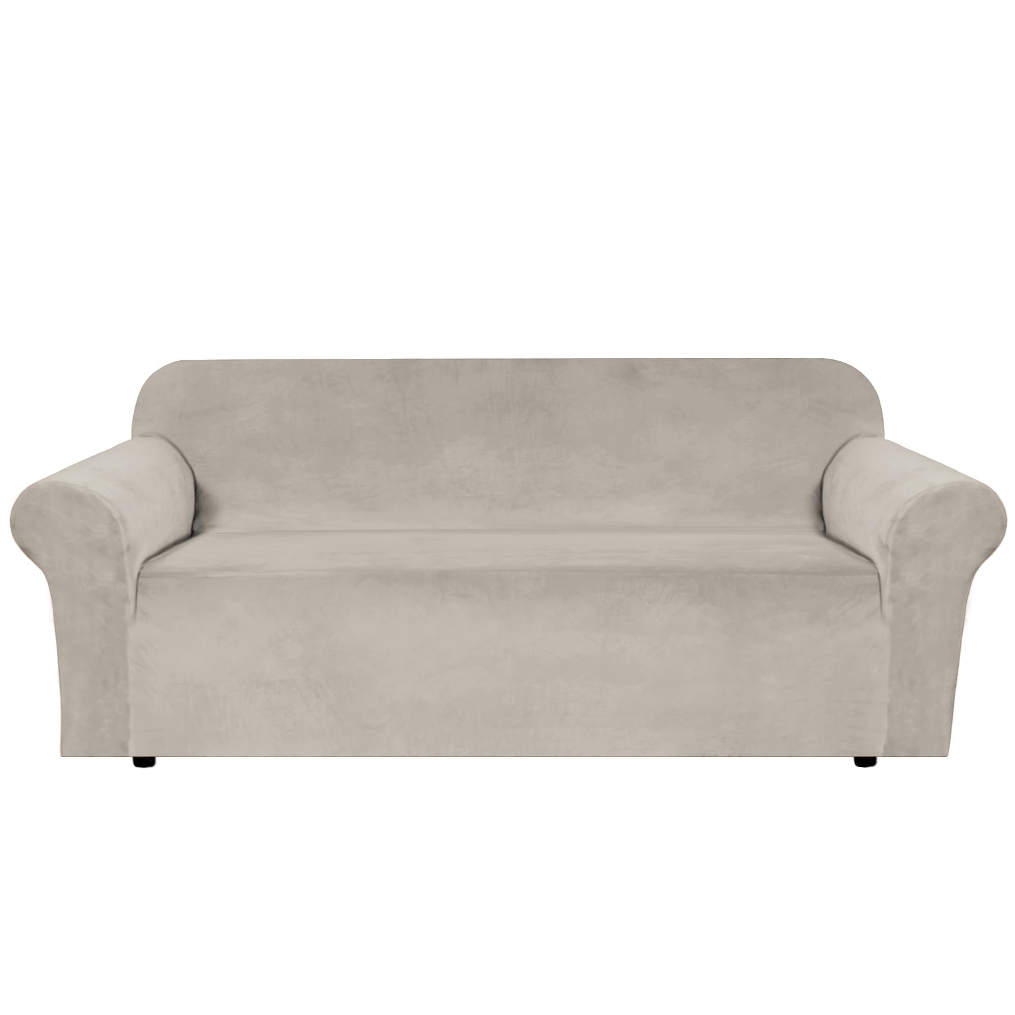 H.VERSAILTEX Stretch Velvet Sofa Covers for 3 Cushion Couch Covers Furniture Protector Soft with Non Slip Elastic Bottom, Crafted from Thick Comfy Rich Velour (Sofa 72"-90", French Oak)