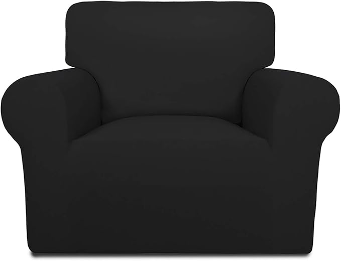 PureFit Super Stretch Chair Covers Fleece Couch Covers for Sofa Black