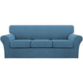 Turquoize 4 Piece Sofa Covers for 3 Cushion Couch Sofa Slipcover Soft Couch Cover for Dogs Washable Furniture Cover with 3 Individual Large Cushion Covers Feature Fabric (Large Sofa, Dusty Blue)